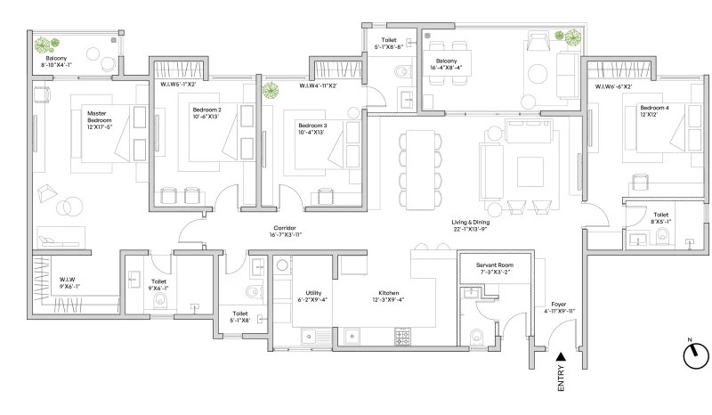 4 BHK floor plan